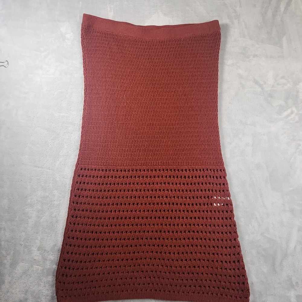 Nine West Maroon Knit Midi Sweater Skirt L Lined Bohemian Chic Dark‎ Academia